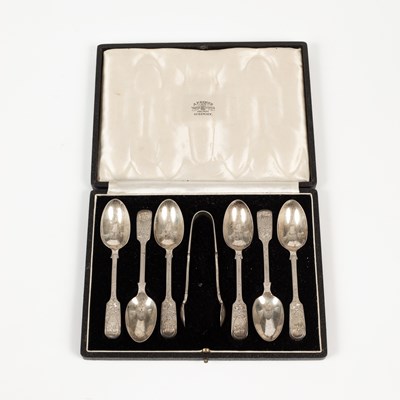 Lot 58 - A set of six fiddle pattern silver teaspoons
