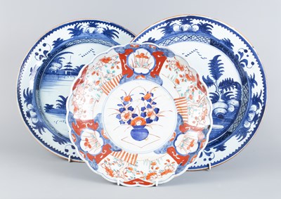 Lot 604 - Two blue and white Chinese export chargers