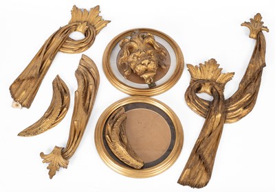 Lot 274 - A group of 19th Century fragments of drapery carved and gilt swags