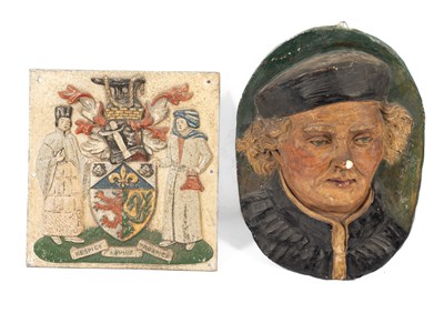Lot 270 - A painted plaster relief portrait