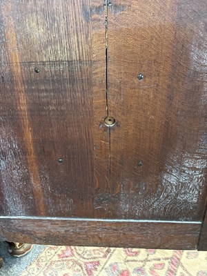 Lot 654 - A Commonwealth oak, ebonised and inlaid enclosed chest of drawers