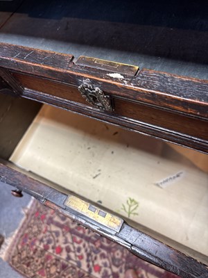Lot 654 - A Commonwealth oak, ebonised and inlaid enclosed chest of drawers