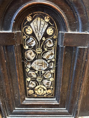 Lot 654 - A Commonwealth oak, ebonised and inlaid enclosed chest of drawers