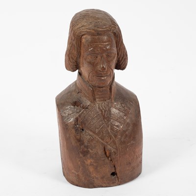 Lot 657 - A carved wooden bust of Lord Howe