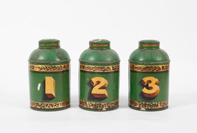 Lot 683 - Three toleware tea canisters