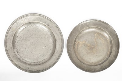 Lot 666 - A large multi-reeded pewter charger