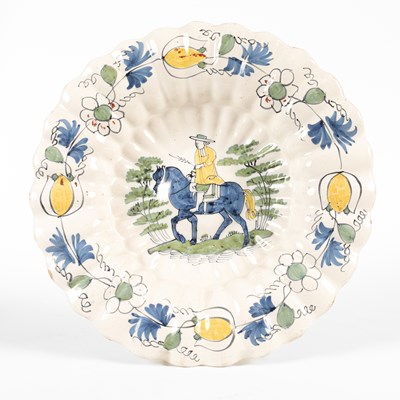 Lot 718 - A Dutch Delft polychrome lobed dish