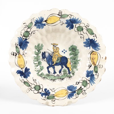 Lot 723 - A Dutch Delft polychrome lobed dish
