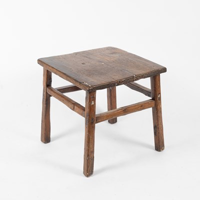 Lot 694 - An elm and pine square table