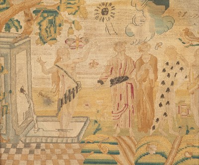Lot 703 - A late 17th Century needlework embroidered panel