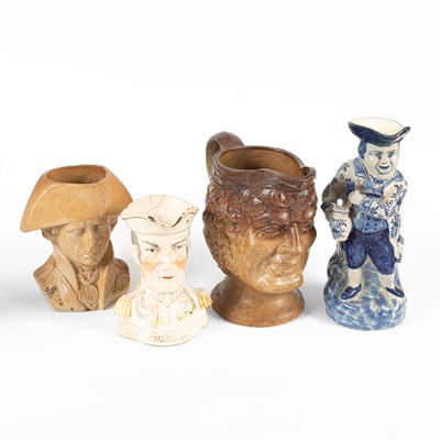 Lot 808 - Four damaged jugs including Nelson and Wellington