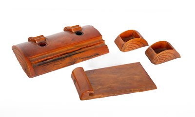Lot 346 - An Art Deco four piece desk set