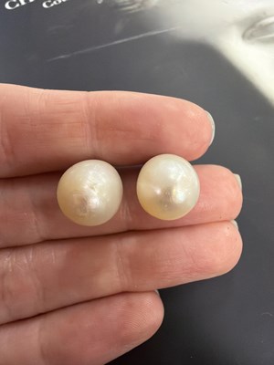 Lot 20 - A pair of 19th Century natural pearl and diamond drop earrings
