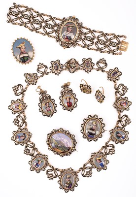 Lot 19 - A collection of 19th Century Swiss enamel jewellery