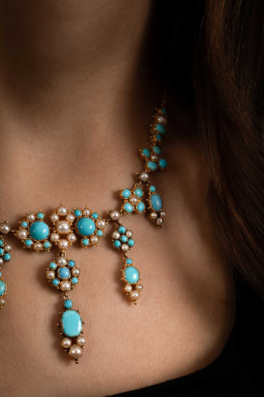 Lot 15 - An early 19th Century turquoise and pearl demi-parure