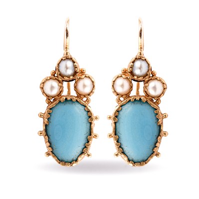 Lot 15 - An early 19th Century turquoise and pearl demi-parure