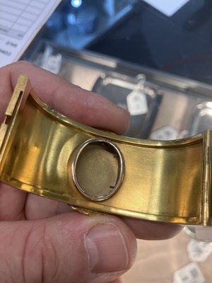 Lot 14 - A Victorian diamond and enamel memorial cuff bangle