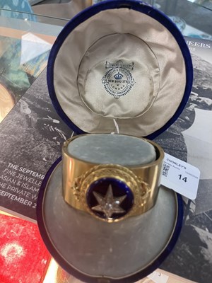 Lot 14 - A Victorian diamond and enamel memorial cuff bangle