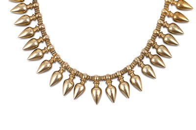 Lot 16 - A Victorian Etruscan revival fringe necklace