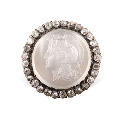 Lot 9 - A 19th Century diamond and moonstone cameo ring