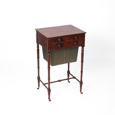 Lot 382 - A Regency mahogany and ebony strung work table