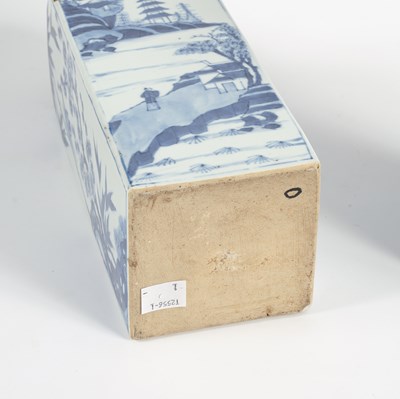 Lot 550 - A pair of Chinese blue and white square-section gin bottles