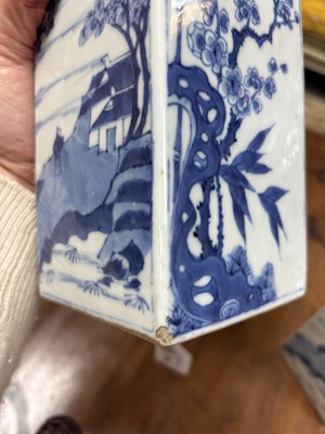 Lot 550 - A pair of Chinese blue and white square-section gin bottles