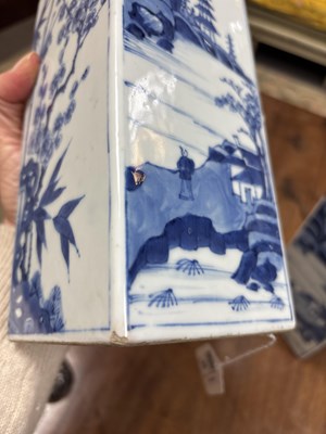 Lot 550 - A pair of Chinese blue and white square-section gin bottles