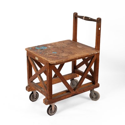 Lot 376 - A H.C Slingsby sliding wheel wooden trolley