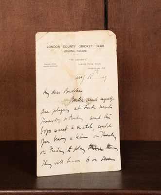 Lot 577 - W.G. Grace [William Gilbert Grace] Manuscript autograph Letters 1889 to Charles Budden (1879–1969)