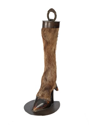 Lot 350 - A brass mounted taxidermy door porter