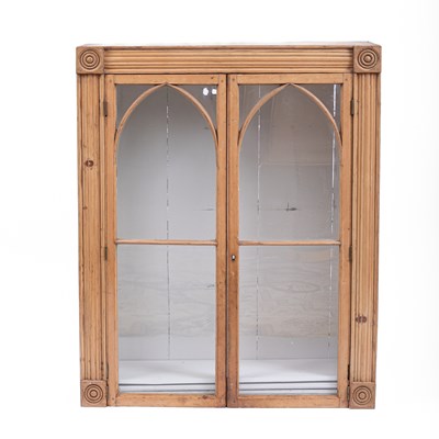 Lot 690 - A pine glazed hanging display cabinet