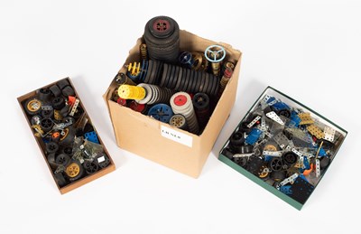 Lot 303 - A quantity of Meccano wheels and compatible wheels