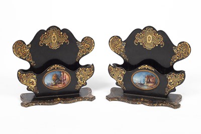 Lot 377 - A pair of Victorian papier-mâché stationery racks