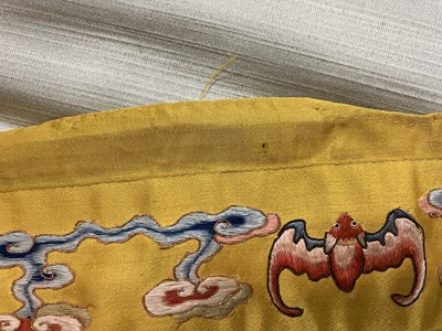 Lot 589 - A Chinese Imperial yellow ground silk and metal thread cover