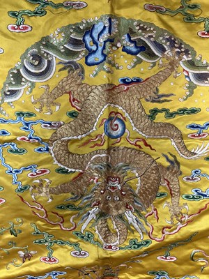 Lot 589 - A Chinese Imperial yellow ground silk and metal thread cover