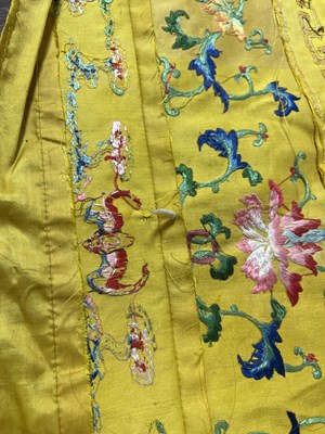 Lot 589 - A Chinese Imperial yellow ground silk and metal thread cover