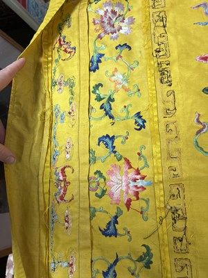 Lot 589 - A Chinese Imperial yellow ground silk and metal thread cover