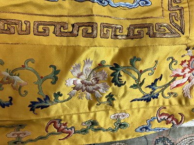 Lot 589 - A Chinese Imperial yellow ground silk and metal thread cover