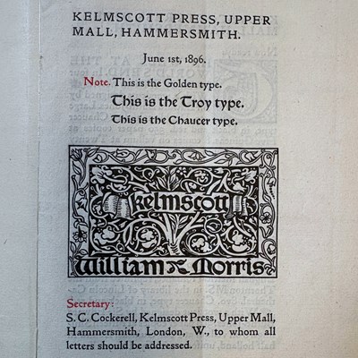 Lot 375 - [Kelmscott Press, William Morris]