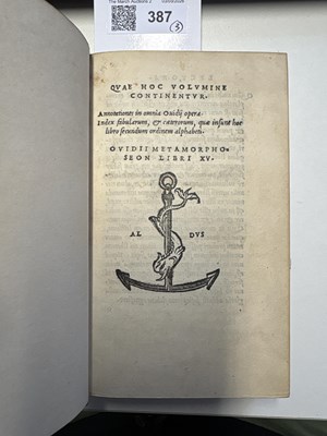 Lot 387 - [Aldine Editions, Aldus Manutius]