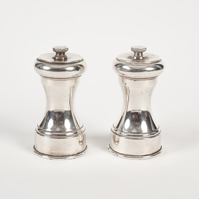 Lot 79 - A pair of silver pepper mills