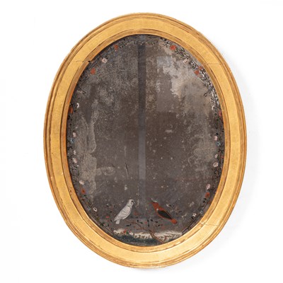 Lot 327 - A Chinese export reverse-painted glass mirror