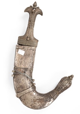 Lot 87 - A Yemen white metal clad dagger/Asib