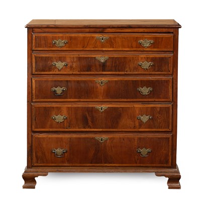 Lot 813 - An 18th Century Yew wood and feather banded secretaire chest
