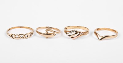 Lot 236 - Four 9ct yellow gold dress rings