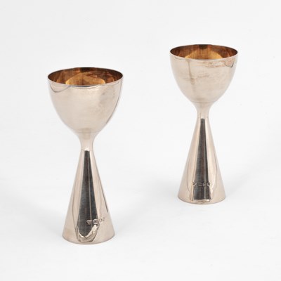 Lot 43 - A pair of Modernist silver and silver-gilt goblets