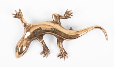 Lot 199 - A 9ct gold gecko brooch