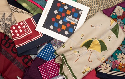 Lot 358 - Mixed silk and other scarves