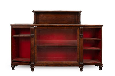 Lot 843 - An early Victorian rosewood breakfront bookcase